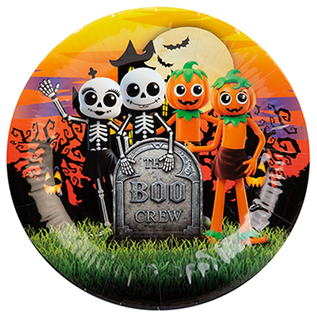 Boo Crew Halloween Round Paper Plates 23cm - Pack of 8