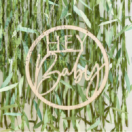 Botanical Hey Baby Wooden Sign Hanging Decoration 36cm Product Gallery Image