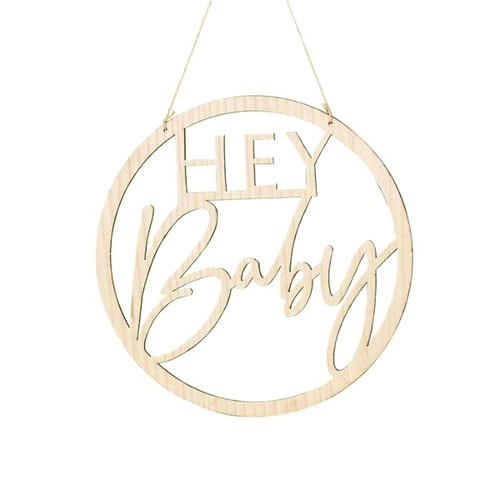 Botanical Hey Baby Wooden Sign Hanging Decoration 36cm Product Gallery Image