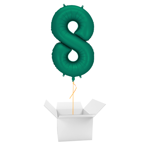 Bottle Green Number 8 Helium Foil Giant Balloon - Inflated Balloon in a Box Product Gallery Image