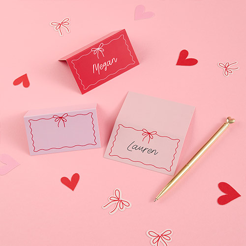 Bow Pink & Red Place Cards - Pack of 12 Product Gallery Image