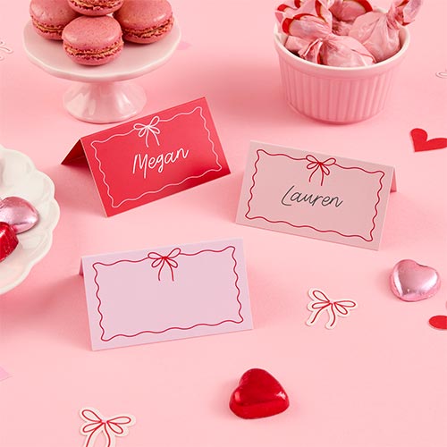 Bow Pink & Red Place Cards - Pack of 12 Product Gallery Image