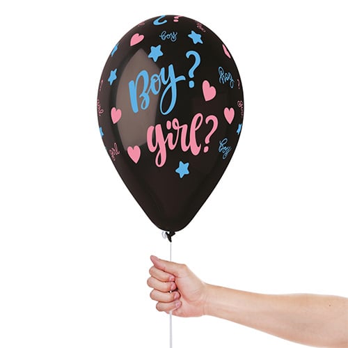 Boy or Girl Gender Reveal Black Latex Balloons 33cm / 13 in - Pack of 6 Product Gallery Image