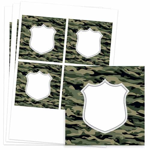 Army Design 95mm Square Sticker sheet of 4