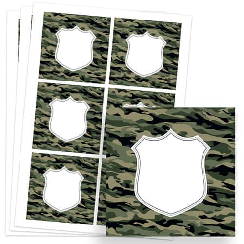 Army Design 80mm Square Sticker sheet of 6