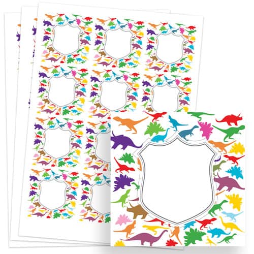 Dinosaur Design 65mm Square Sticker sheet of 12 Product Gallery Image