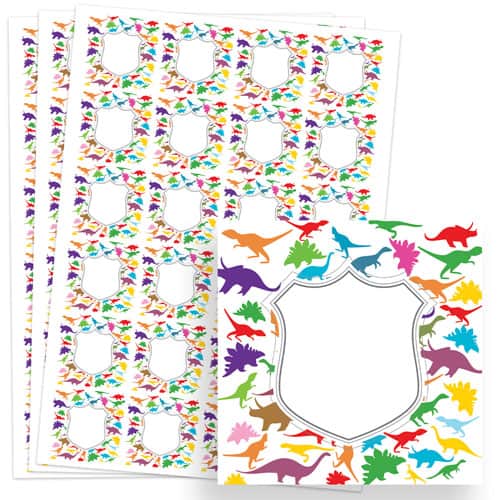 Dinosaur Design 40mm Square Sticker sheet of 24 Product Gallery Image