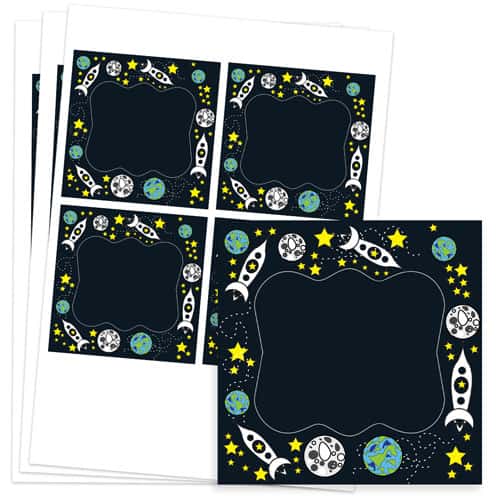 Space Design 95mm Square Sticker sheet of 4