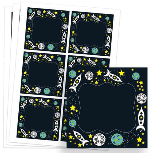 Space Design 80mm Square Sticker sheet of 6
