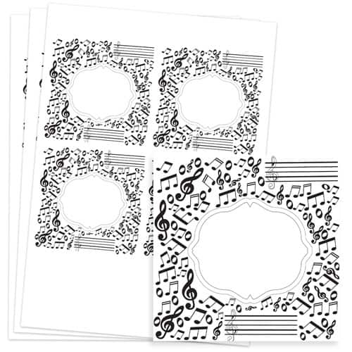 Music Design 95mm Square Sticker sheet of 4