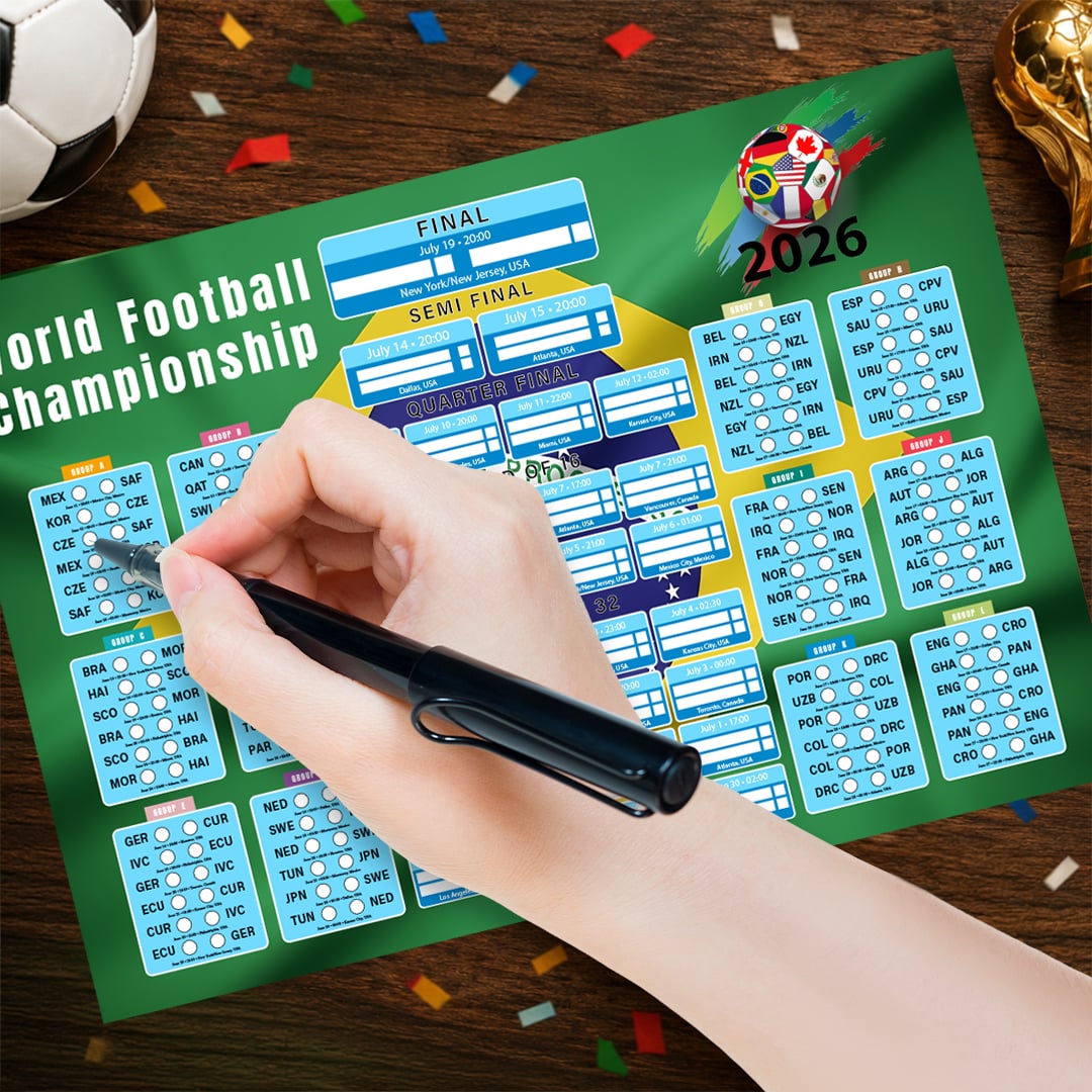 Brazil Flag World Football Championship Cup 2026 A0 Fixture Wall Chart