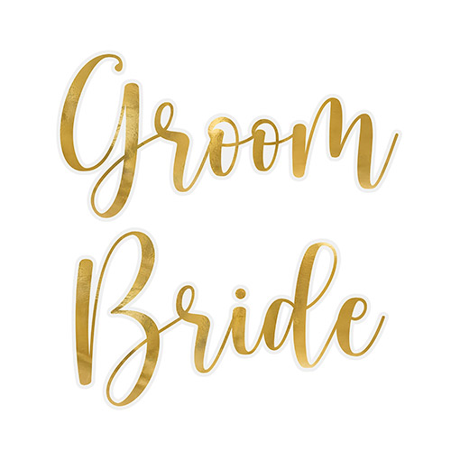Bride & Groom Gold Prosecco / Champagne Drinking Glass Stickers Product Gallery Image