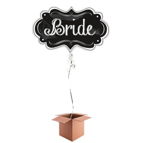 Bride Chalkboard Helium Foil Giant Balloon - Inflated Balloon in a Box