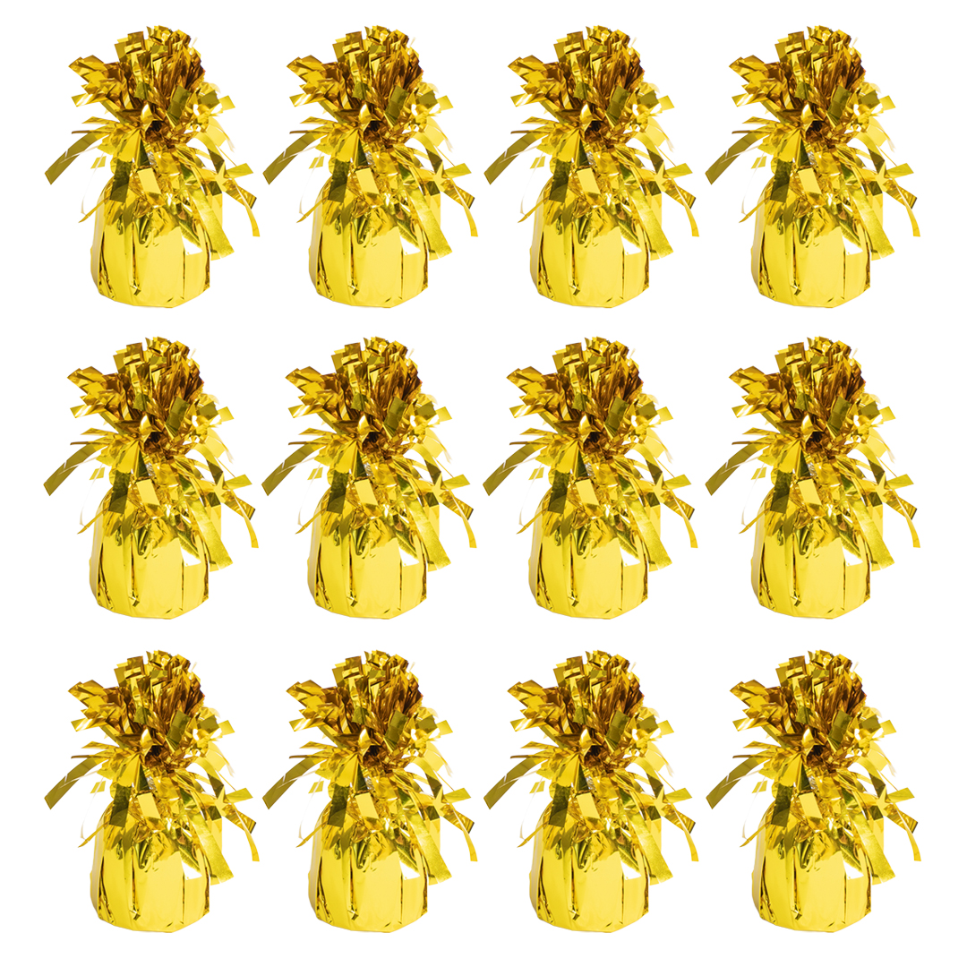 Bright Gold Foil Balloon Weights - Pack of 12