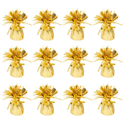 Bright Gold Foil Balloon Weights - Pack of 12