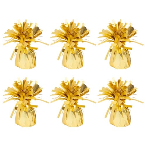 Bright Gold Foil Balloon Weights - Pack of 6