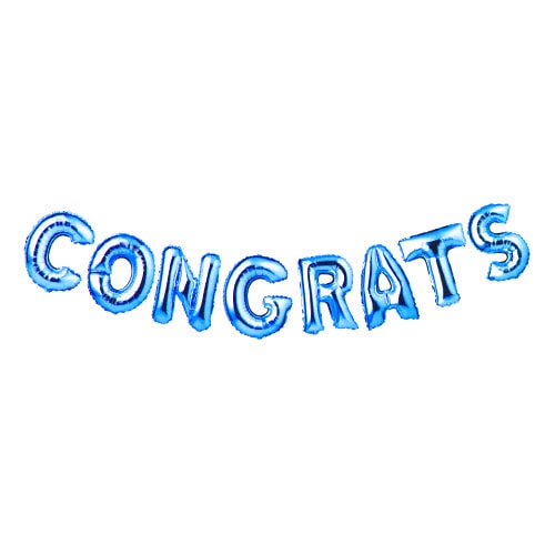 Bright Metallic Blue Congrats Air Fill Foil Balloon Kit 35cm Product Image