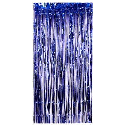 Bright Royal Blue Foil Fringe Door Curtain 1.9m x 99cm Product Image