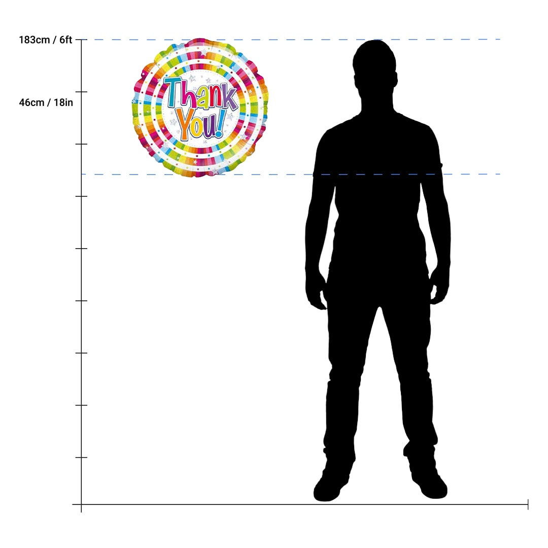 Bright Thank You Holographic Round Foil Helium Balloon 46cm / 18 in Product Gallery Image