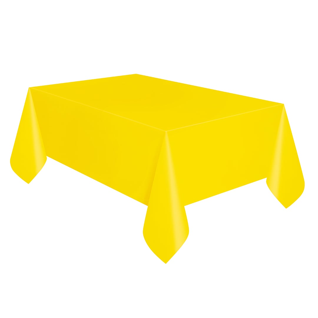 Bright Yellow Rectangular Plastic Tablecover 274cm x 137cm