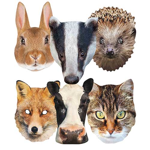 British Countryside Animals Cardboard Face Masks - Pack of 6 Product Image