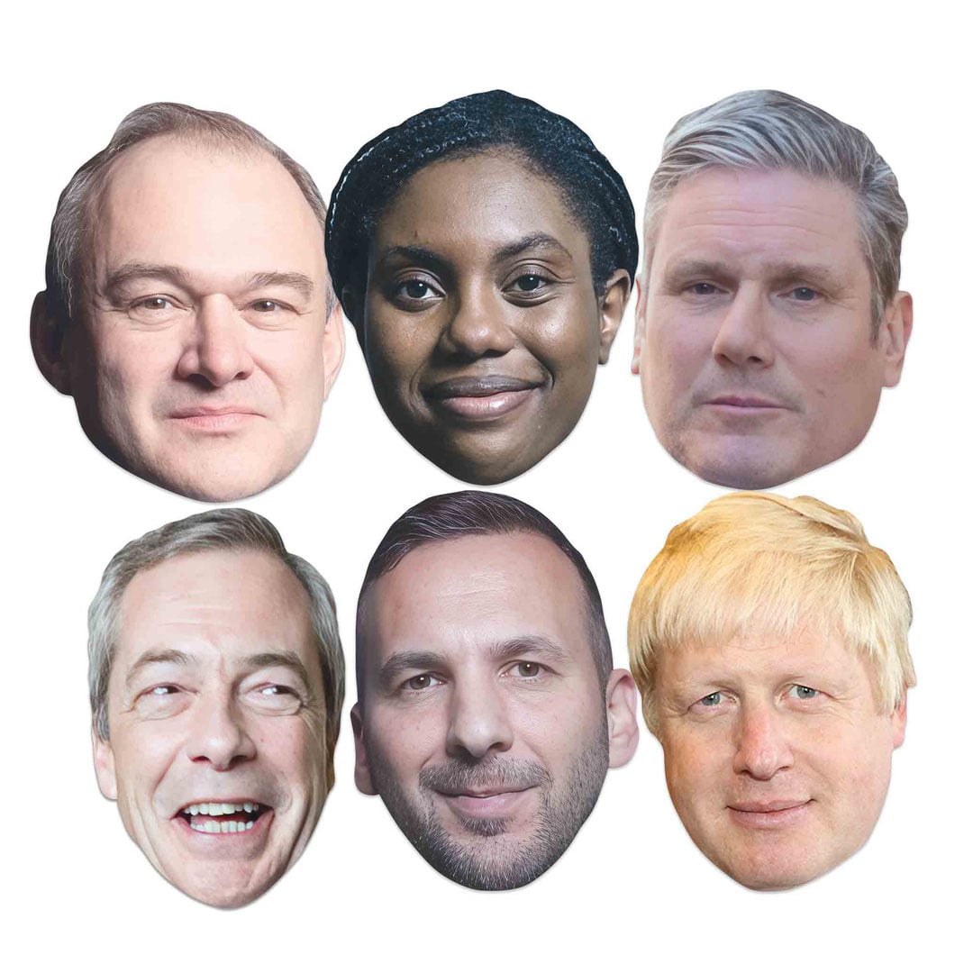 British Politicians Cardboard Face Masks - Pack of 6