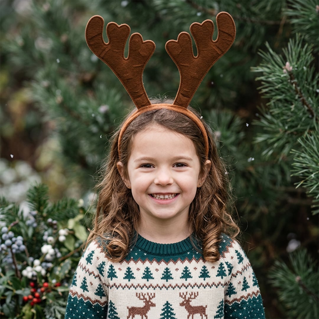 Brown Reindeer Antler Headband Christmas One Size Fancy Dress Accessory View 2