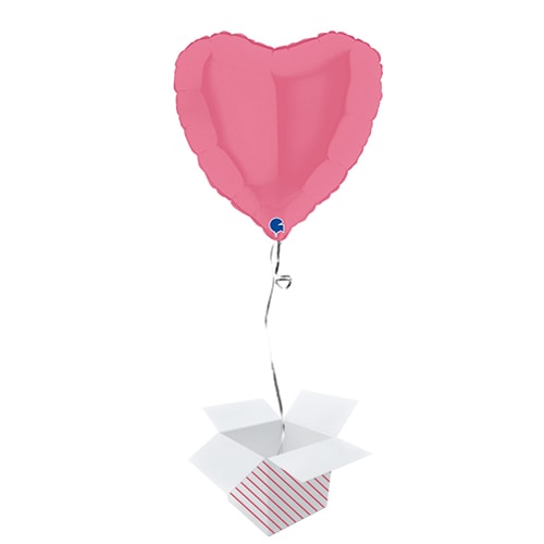 Bubblegum Pink Heart Foil Helium Balloon - Inflated Balloon in a Box