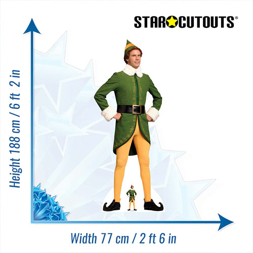 Buddy the Elf Classic Christmas Hands On Hips Will Ferrell Lifesize Cardboard Cutout 188cm Product Gallery Image