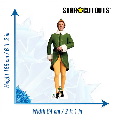 Buddy the Elf Marching Will Ferrell Lifesize Cardboard Cutout 188cm Product Gallery Image
