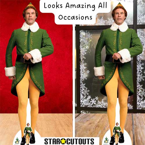 Buddy the Elf Marching Will Ferrell Lifesize Cardboard Cutout 188cm Product Gallery Image
