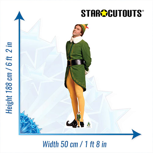 Buddy the Elf Waiting For Christmas Will Ferrell Lifesize Cardboard Cutout 188cm Product Gallery Image