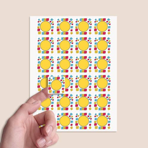 Building Blocks Design 40mm Square Sticker sheet of 24 Product Gallery Image