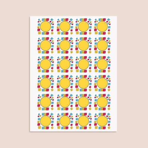 Building Blocks Design 40mm Square Sticker sheet of 24 Product Gallery Image