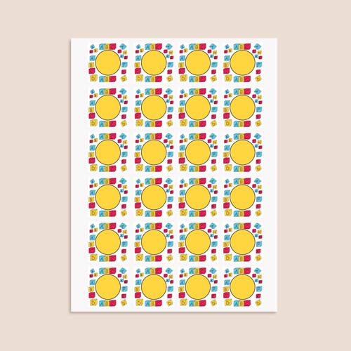 Building Blocks Design 40mm Square Sticker sheet of 24 Product Gallery Image