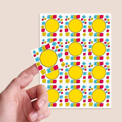 Building Blocks Design 65mm Square Sticker sheet of 12 Product Gallery Image