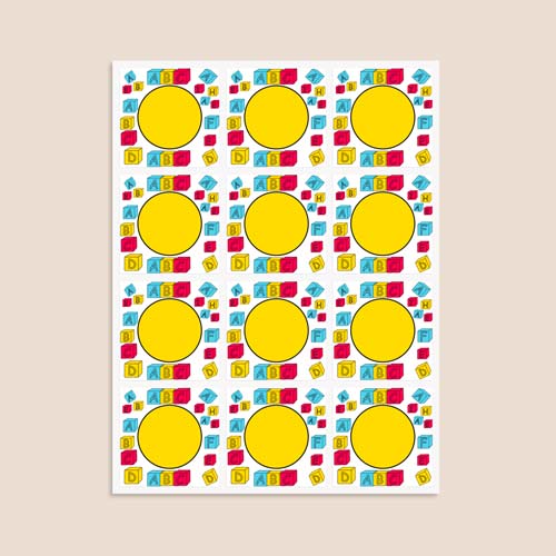 Building Blocks Design 65mm Square Sticker sheet of 12 Product Gallery Image