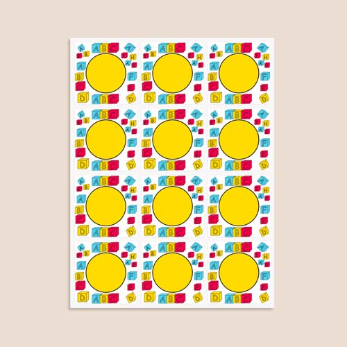 Building Blocks Design 65mm Square Sticker sheet of 12 Product Gallery Image