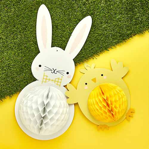 Bunny & Chick Easter Honeycomb Hanging Decorations - Pack of 2 Product Gallery Image