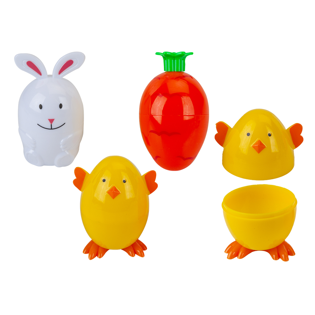 Bunny, Carrot and Chick Easter Plastic Filler Eggs - Pack of 3 Product Gallery Image
