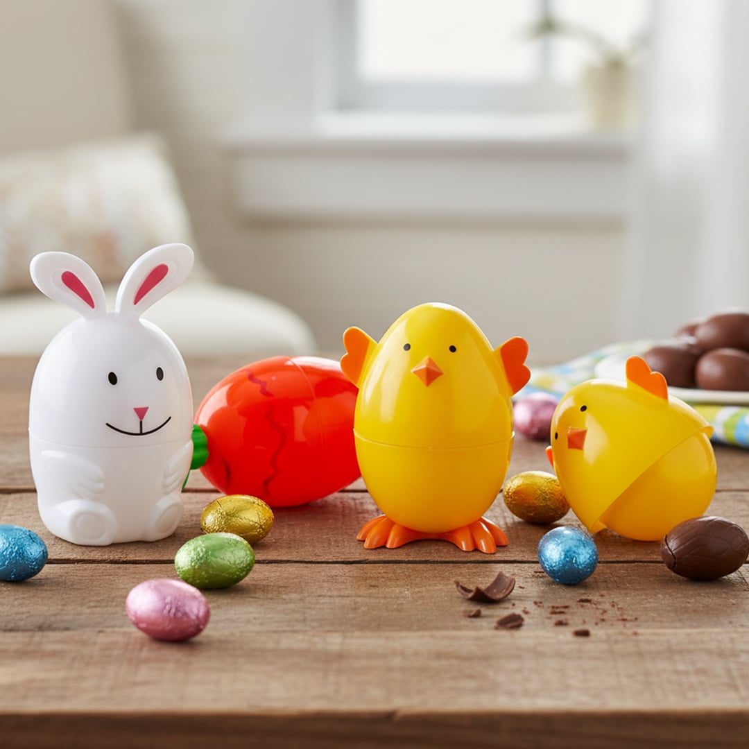 Bunny, Carrot and Chick Easter Plastic Filler Eggs - Pack of 3