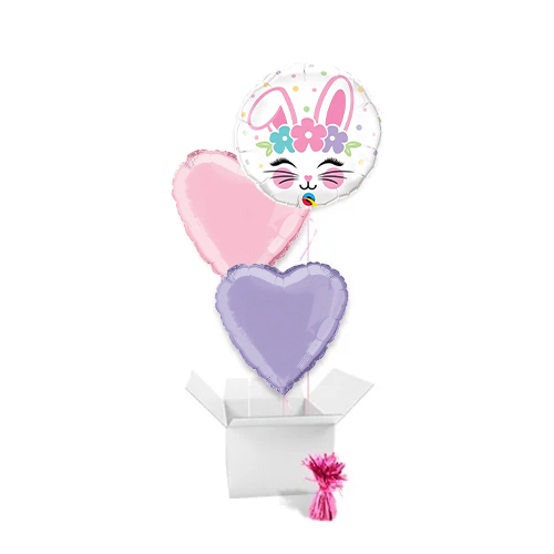 Bunny Face Easter Balloon Bouquet - 3 Inflated Balloons In A Box Product Gallery Image