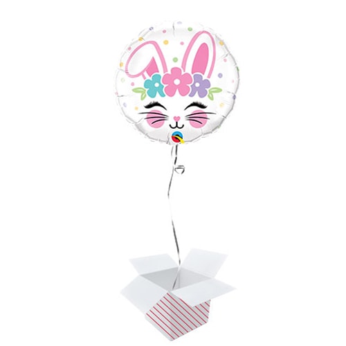 Bunny Face Easter Foil Helium Qualatex Balloon - Inflated Balloon in a Box Product Image