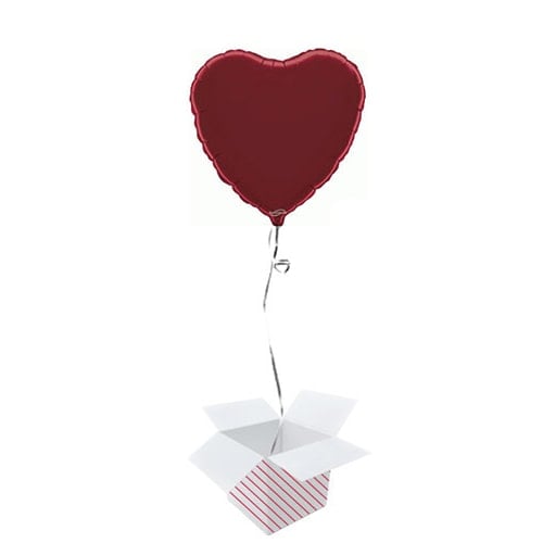 Burgundy Heart Foil Helium Balloon - Inflated Balloon in a Box Product Image