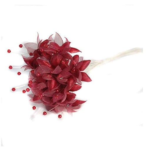 Burgundy Pearled Baby's Breath Fabric Flowers - Bunch of 12 Product Image