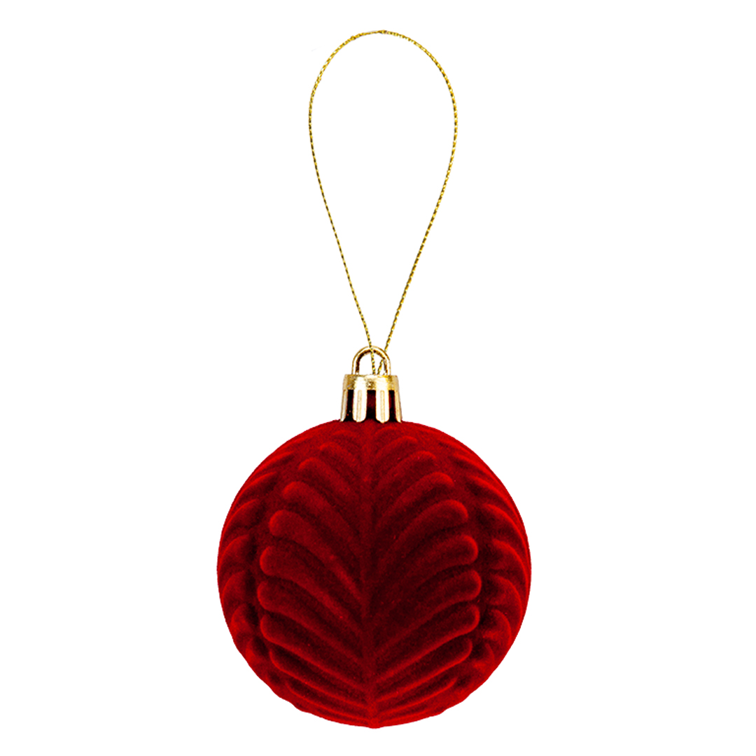 Burgundy Red Flocked Pattern Christmas Hanging Bauble Decorations 6cm - Pack of 6