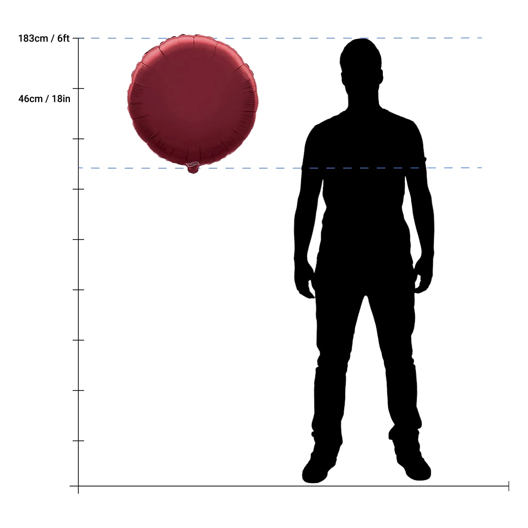Burgundy Round Foil Helium Balloon 46cm / 18 in Product Gallery Image