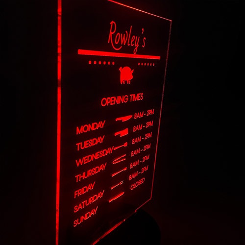 Business Opening Hours Customisable Acrylic Sign with LED Light Base Product Gallery Image