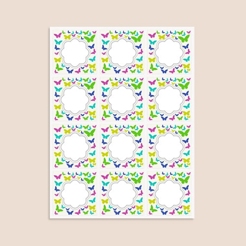 Butterflies Design 65mm Square Sticker sheet of 12 Product Gallery Image