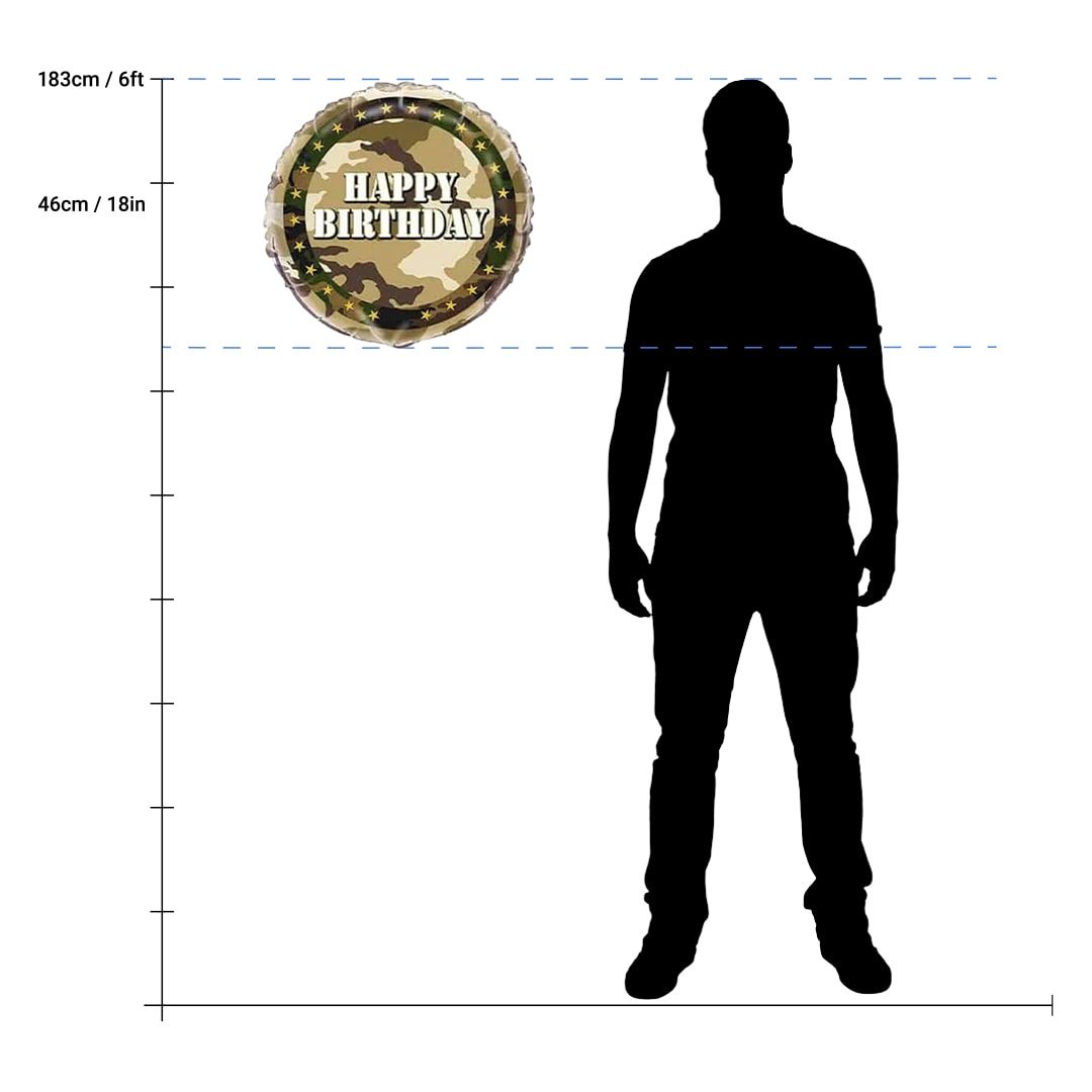 Camouflage Happy Birthday Foil Helium Balloon 46cm / 18 in Product Gallery Image